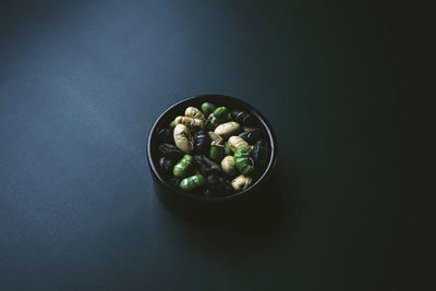 High angle view of pills on table