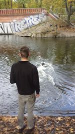 Woman standing in water