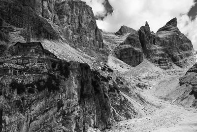 Panoramic view of rocky mountains against sky