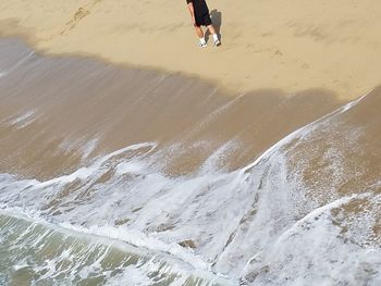 High angle view of man on beach