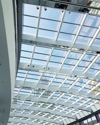 Low angle view of skylight in building