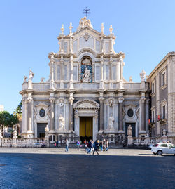 Group of people in front of building