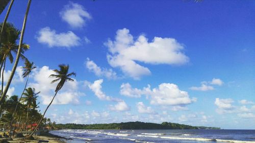 Scenic view of sea against cloudy sky