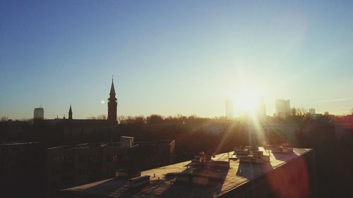 View of city at sunset