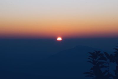 Silhouette of mountain at sunset