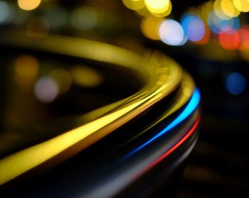 Close-up of illuminated lights on table