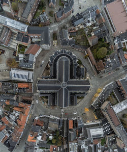 High angle view of buildings in city