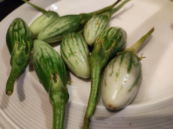 High angle view of vegetables on table