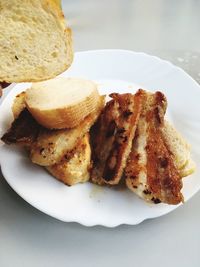 High angle view of food in plate on table