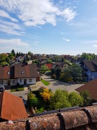 High angle view of townscape against sky