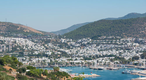 Aerial view of city at waterfront