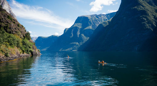 Scenic view of lake against mountain