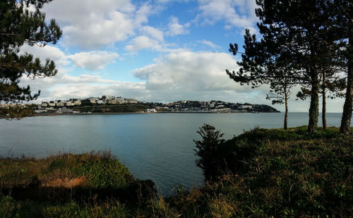 Scenic view of lake against sky