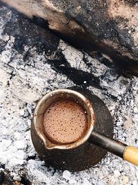 High angle view of coffee