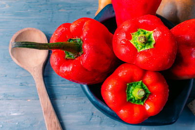 Close-up of bell peppers on table