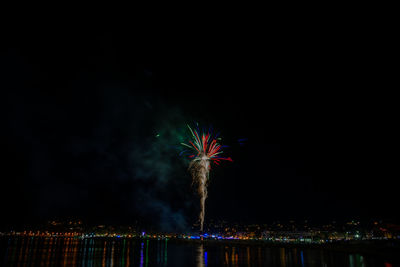 Firework display at night