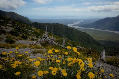 Scenic view of mountains against sky