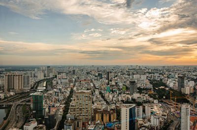 Sunset view by saigon skydeck at ho chi minh