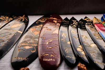 High angle view of shoes on table