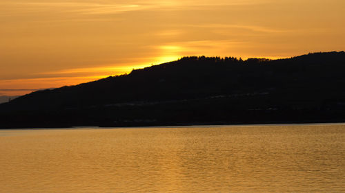 Scenic view of sea at sunset