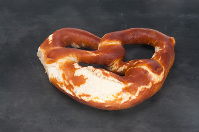 Close-up of bread against black background