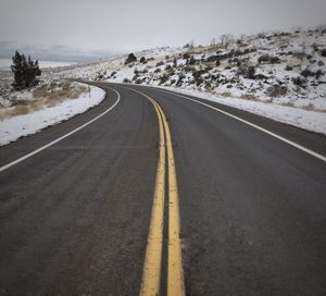 Empty road leading towards mountains