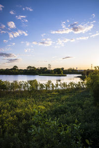 Scenic view of lake against sky