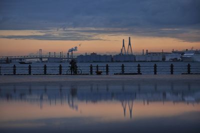 Scenic view of sea at sunset