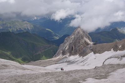 Dolomites mountains seen from mt marmolada during winter