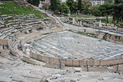 High angle view of old ruins in city