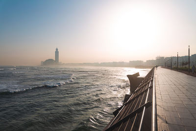Scenic view of hassan ii mosque against clear sky - casablanca, morocco