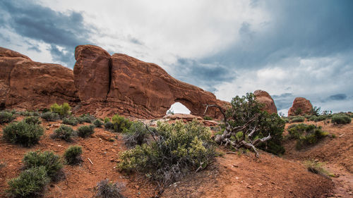 Low angle view of rock formation