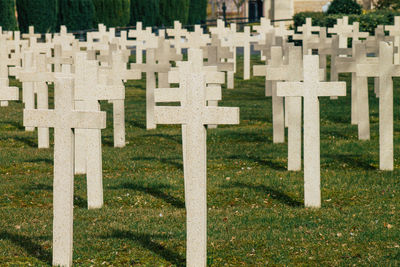 View of cross on cemetery