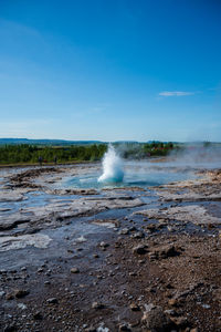 Geysir in iceland during a sunny summer day