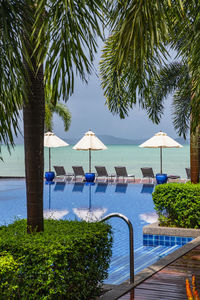 Swimming pool at luxury holiday resort in phuket / thailand