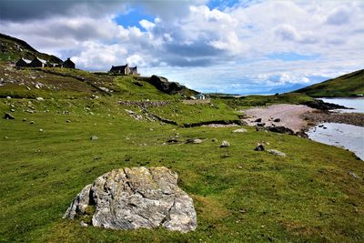 Scenic view of land against sky