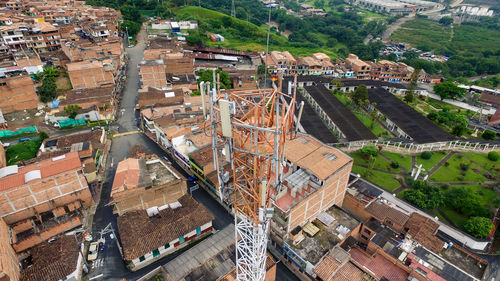 High angle view of city