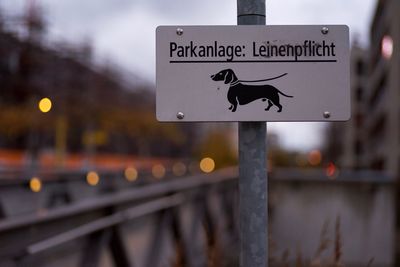 Close-up of road sign