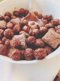 High angle view of strawberries in plate on table