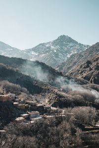 Scenic view of mountains against clear sky