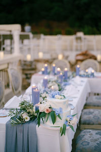 Flowered cake on table