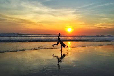 Silhouette of people enjoying at beach