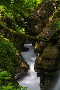 Reflection of rock formations in water