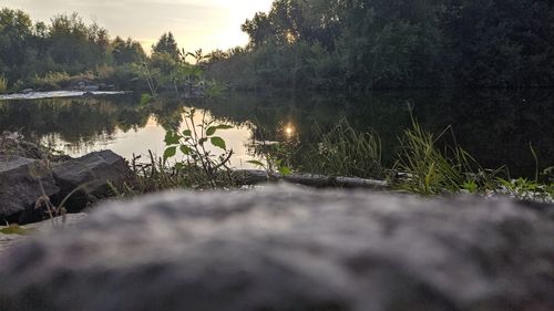 Scenic view of lake against sky