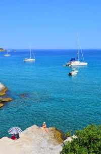 Boat sailing in sea