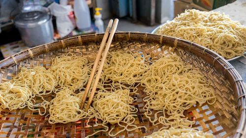 High angle view of food on table