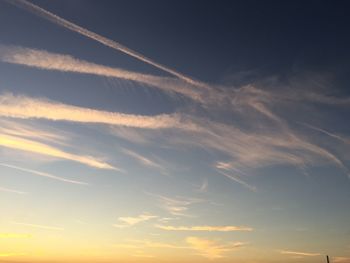 Low angle view of vapor trail in sky