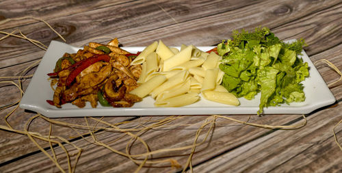 High angle view of vegetables on table