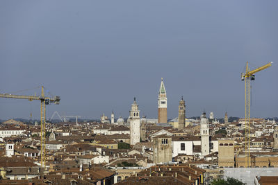 Cityscape against clear sky