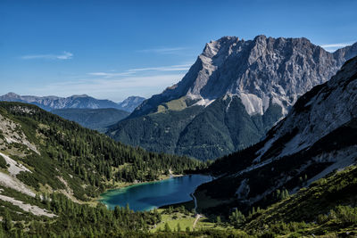 Scenic view of mountains against sky